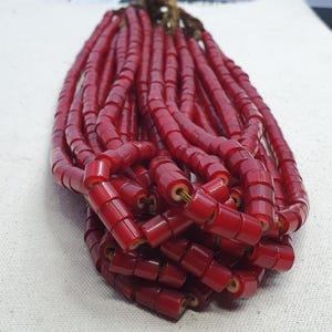 Venetian Style Red WhiteHeart Trade Beads Necklace Strand