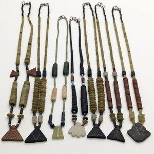 Lot Of 7 Mix Vintage Stone Jade & Jasper Beaded Necklaces With jade Pandent