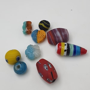 Vintage Venetian Style Mix Glass Beads Lot of 10