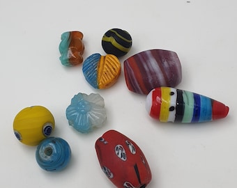 Perle di vetro miste in stile veneziano vintage, lotto da 10