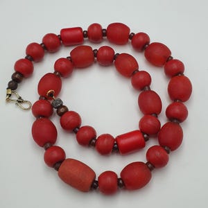 Antique Red African Glass Beaded Necklace