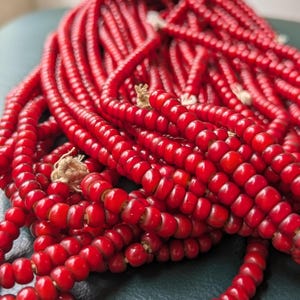 7mm Antique Venetian White Heart Trade Beads long strand necklace