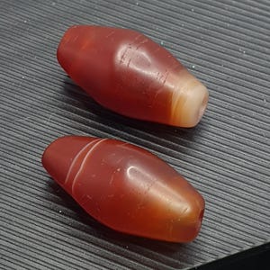 Vintage Himalayan Tibetan Carnelian Agate Lot of 2 Beads