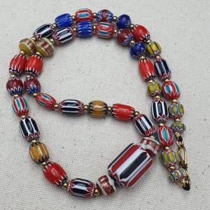 Venetian Chevron Glass Beaded Necklace - MultiColor Boho Style