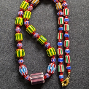 MultiColor Chevron Venetian Style Beaded Necklace - 22 Inch