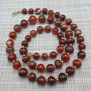 Vintage African Carnelian Agate Beaded Necklace - 22 inch