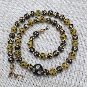 Vintage Venetian Style Skunk & Eyes Glass Beaded Necklace