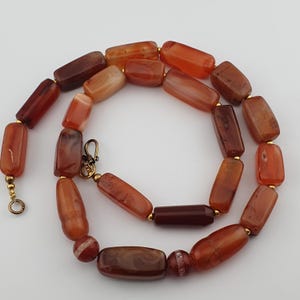 Antique Carnelian Agate Beaded Necklace From Mali Africa