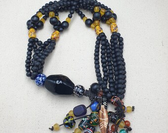 African Venetian Style MultiLayer Glass Beaded Necklace