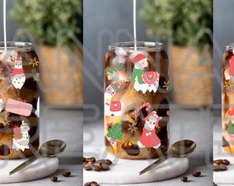 Vaso de cristal festivo con forma de llama, con tapa y pajita / Vaso ecológico