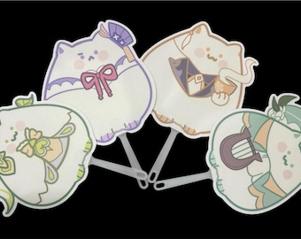 Abanico con forma de gato dios inspirado en el anime, Elemental Designs, accesorio para cosplay, estilo kawaii.