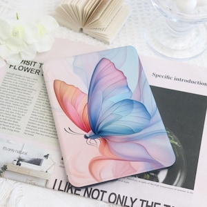 Bunter Schmetterling Kindle Hülle, kundenspezifische Hülle für Paperwhite 1/2/3/4, Kindle 2022/2024, Auto Sleep/Wake, süsse Kindle Paperwhite Hülle, Geschenk für Sie