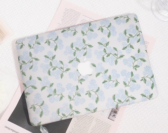 Light Blue Hydrangea MacBook Air Case, Hard Laptop Cover, Protective Case for MacBook Air 11/13/15, MacBook Pro 13/14/15/16, Notebook Case