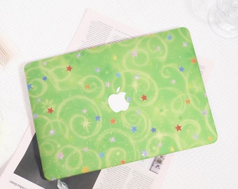 Dreamcore Lime Green Star MacBook Case, Cute Aesthetic Laptop Cover for MacBook Air 13 M2 M3 M4, Pro 13 14 15 16, Trendy Gift for Her