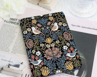Capa vintage floral para Kindle e Kobo com alça de mão para leitor eletrônico 2024, novo Kindle Paperwhite 12ª geração, capa para Kindle Kobo Clara, presente literário