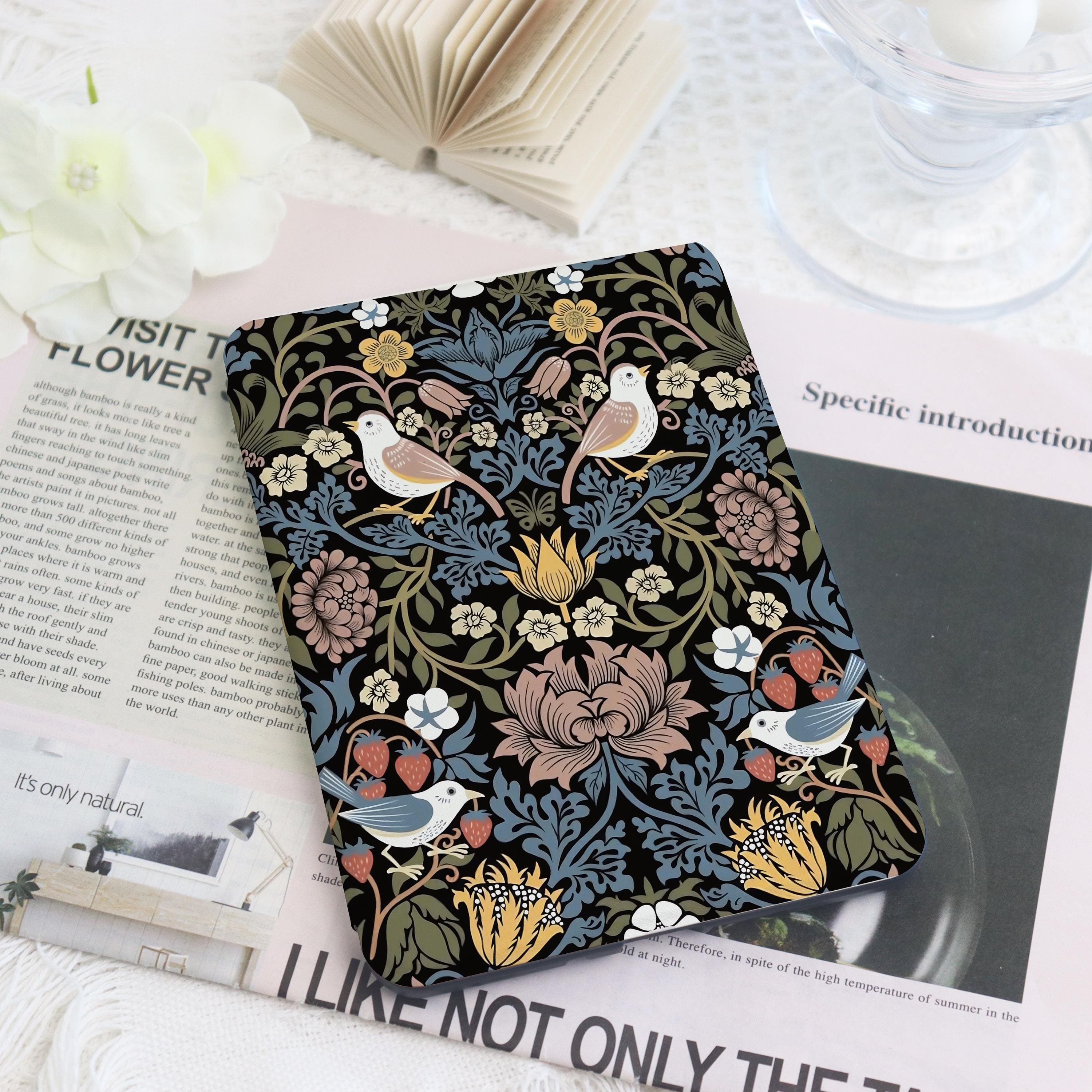 Vintage Floral Kindle & Kobo Case with Hand Strap E-Reader Cover for 2024 New Kindle Paperwhite 12th Gen Kindle Kobo Clara Case Bookish Gift