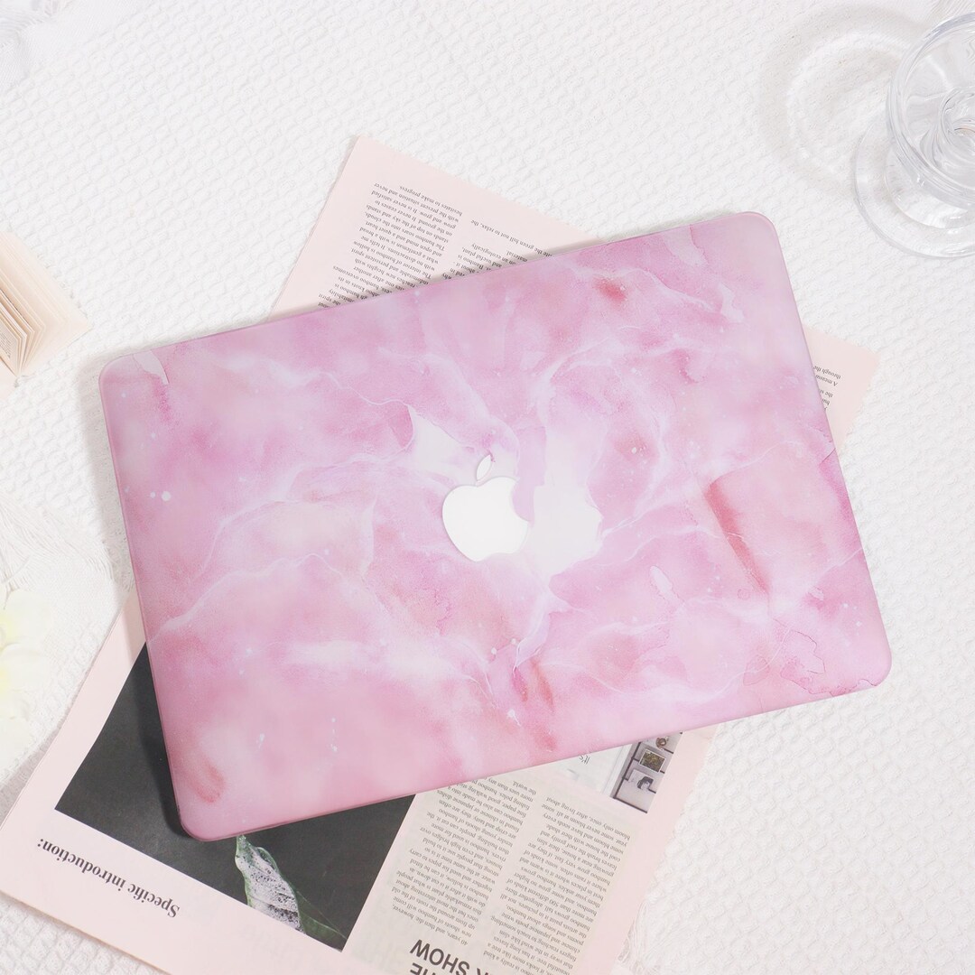 Pink Marble Jade MacBook Case, Custom Protective Hard Laptop Case