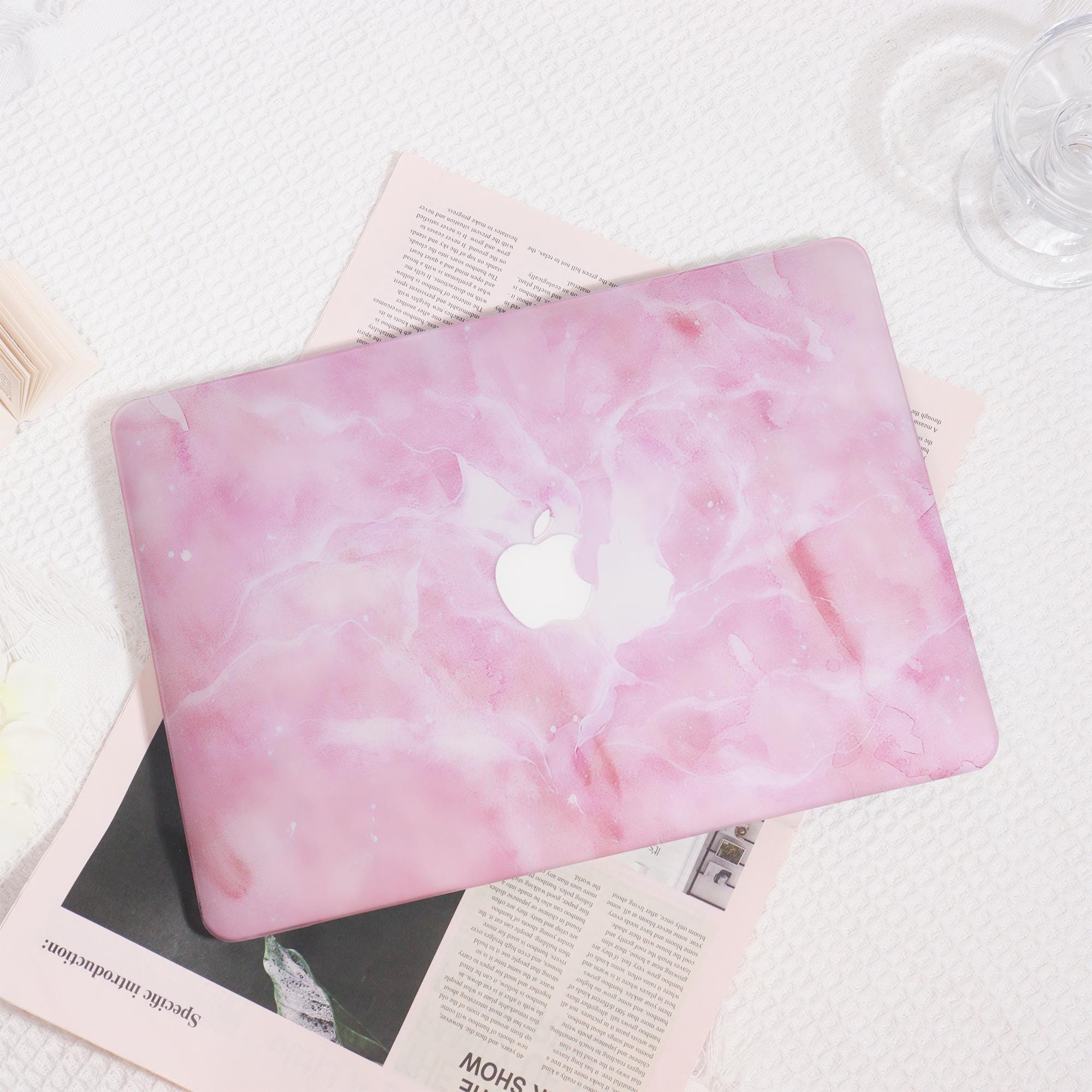 Pink Marble Jade MacBook Case, Custom Protective Hard Laptop Case