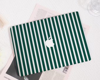 Green Stripes MacBook Case, Protective Hard Shell Cover for MacBook Air 13, MacBook Pro 13/14/15/16, All New Adorable Laptop Case