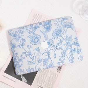 Light Blue Floral MacBook Air Case, Hard Laptop Cover, Protective Case for MacBook Air 11/13/15, MacBook Pro 13/14/15/16, Notebook Case
