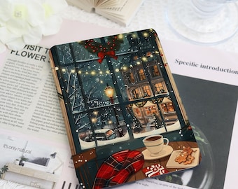 Warme Weihnachtsfenster Kindle & Kobo Hülle mit Handschlaufe, E-Reader Hülle für 2024 Kindle Paperwhite 12