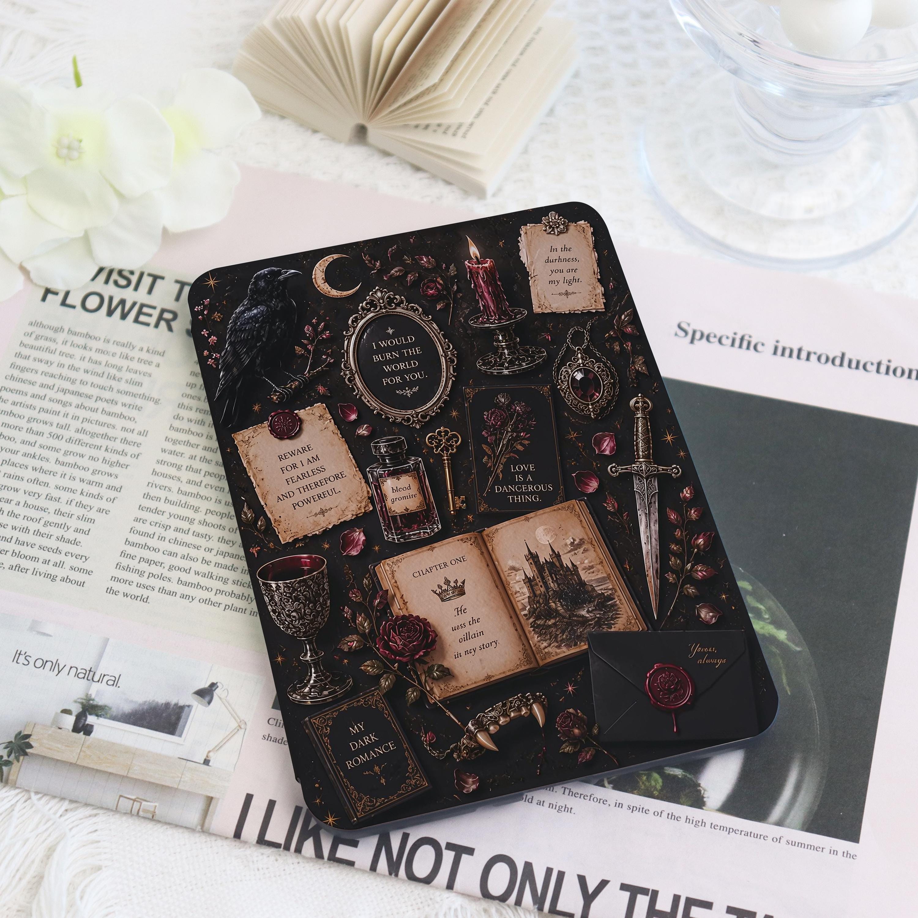 Romantasy Kindle & Kobo Case with Hand Strap, Gothic Dark Academia Cover for Paperwhite 12th/11th Gen, Colorsoft, Kobo Clara, Reader Gift