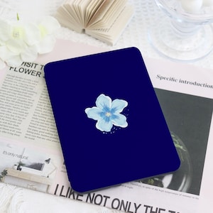 Klein Blue Flower Kindle Custom Case With Hand Strap For Paperwhite 1/2/3/4,Kindle 2022,Kindle 10th 11th Gen,Colorsoft Cover,kindle 11th Gen