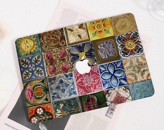 Retro bunte Kunst Floral MacBook Hülle, schützende Laptop-Abdeckung, MacBook Air 13/15, MacBook Pro 13/14/15/16, 2024 MacBook Hülle Laptoptasche