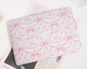 Pink Bows Floral MacBook Case, Custom Protective Hard Laptop Case for Macbook Air 11/13/15 Macbook Pro 13/14/15/16 Cover, Laptop Sleeve