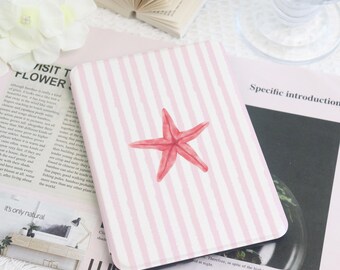 Pink Striped Starfish Kindle Case,Custom Cover for Paperwhite 1/2/3/4,Kindle 2022/2024,Auto Sleep/Wake,Kindle Paperwhite Case,Gift for Her