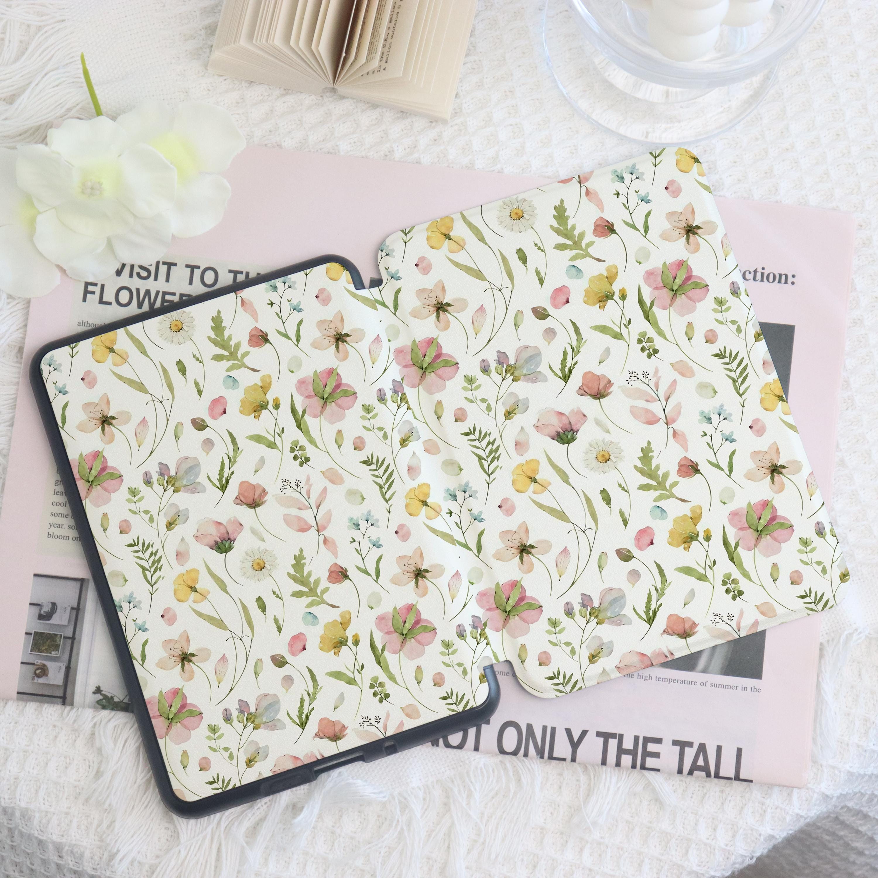 Girly Wild Flowers Kindle & Kobo Case With Hand Strap E-reader Cover ...