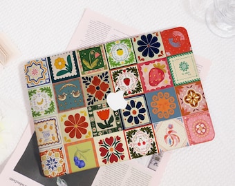 Custodia per MacBook con motivo floreale retrò e colorato, custodia rigida protettiva personalizzata per laptop per MacBook Air 11/13/15 Pro 13/14/15/16, regalo per lei