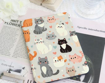 Cute Cats Collage Kindle Case With Hand Strap For Paperwhite 1/2/4,Kindle 2022,Kindle 10th 11th Gen,Colorsoft Cover,Paperwhite 2021 Case