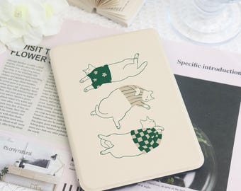 Line Cute Cat Kindle Custom Case With Hand Strap For Paperwhite 1/2/3/4,Kindle 2022,Kindle 10th 11th Gen,Colorsoft Cover,kindle 11th Gen