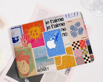 Bunte Kunst Collage MacBook Hülle, Hartschalen-Schutzhülle für MacBook Air 11/13/15, MacBook Pro 13/14/15/16, entzückende Laptop Tasche