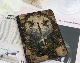 Dark Academia Dragon Kindle & Kobo Case with Hand Strap, Medieval Sword E-Reader Cover for Paperwhite 12th/11th Gen, Colorsoft, Kobo Clara