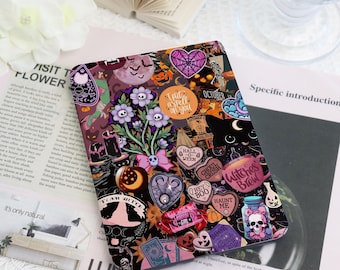 Halloween Collage Kindle & Kobo Case with Hand Strap, E-Reader Cover for 2024 New Kindle Paperwhite 12th Kindle Kobo Clara Case,Bookish Gift
