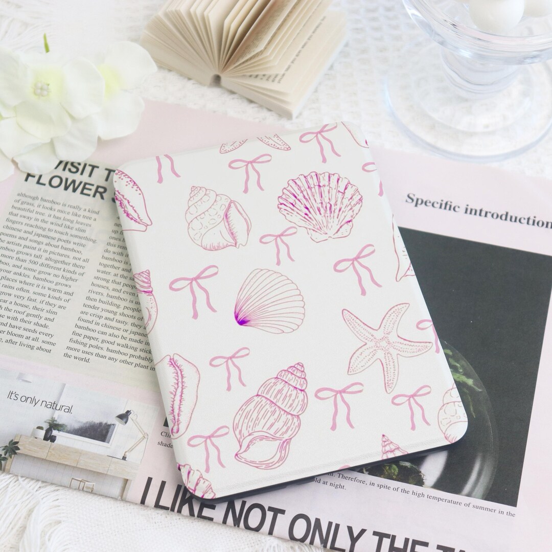 Pink Starfish Conch Bow Kindle Custom Case With Hand Strap for ...