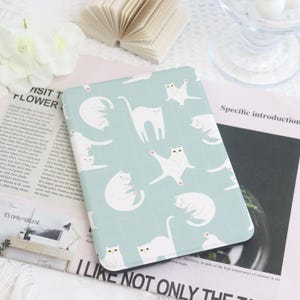 Lazy White Kitten Kindle Case,Custom Cover for Paperwhite 1/2/3/4,Kindle 2022/2024,Auto Sleep/Wake,Kindle Paperwhite Case,Gift for Cat Lover
