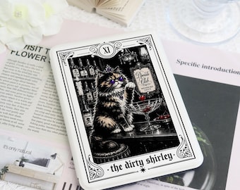 Tarot Cat Kindle Case, Dirty Shirley Cocktail Bar Art Cover for Kindle Paperwhite 12th Gen, Colorsoft, Kobo Clara, Book Lover Gift