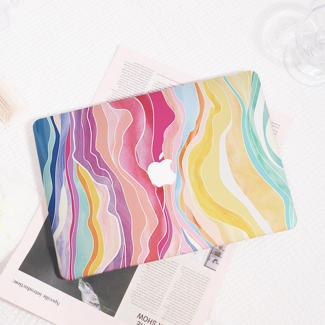 Rainbow Colors Wave MacBook Case, Watercolor Abstract Laptop Cover for ...
