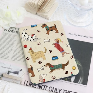 Süße Hunde Muster Kindle Custom Hülle mit Handschlaufe für Paperwhite 1/2/4, Kindle 2022, Kindle 10