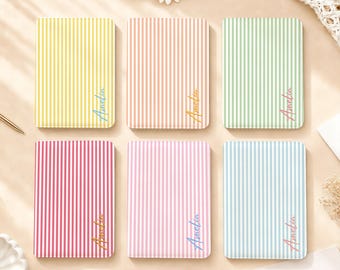 Preppy Striped Kindle & Kobo Case with Hand Strap,Personalized Custom Name E-Reader Cover for Paperwhite 12th/11th Gen, Colorsoft,Kobo Clara