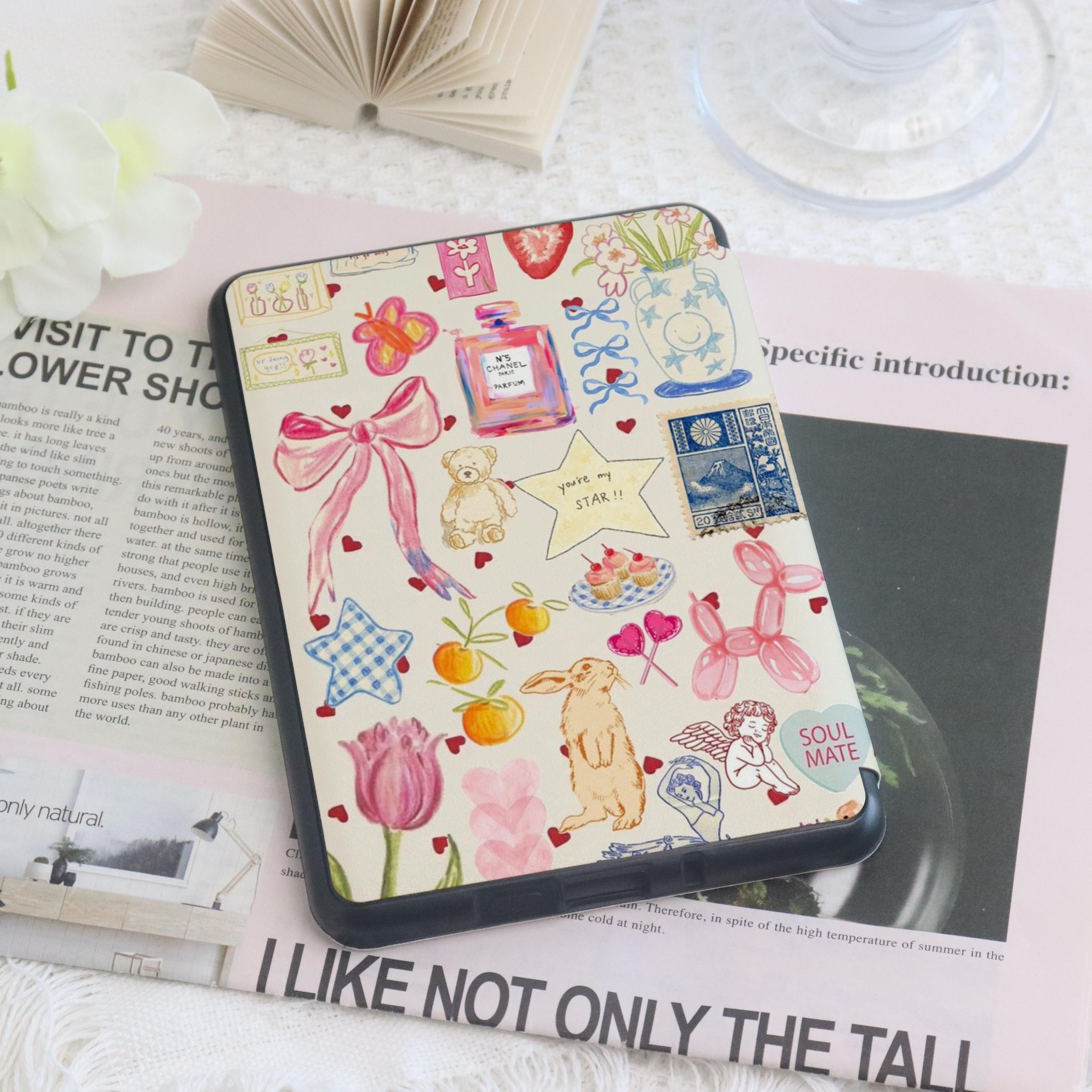 Cute Illustrations Kindle Case With Hand Strap Custom For Paperwhite 1/2/3/4,Kindle 2022,Kindle case,Colorsoft Cover,kindle 10th 11th Gen