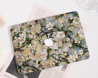 Retro Stained Glass Flower MacBook Case,Protective Hard Shell Cover for MacBook Air 13,MacBook Pro 13/14/15/16,Adorable Laptop Case for Her