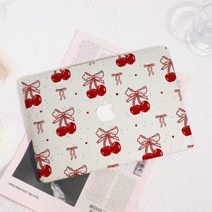 Cherry Bow MacBook Case, Protective Hard Laptop Case for Macbook Air 11/13/15 Macbook Pro 13/14/15/16 Cover, Laptop Sleeve, Gift for Her