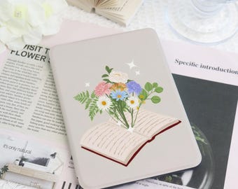 Flower Book Kindle Case Custom For Paperwhite 1/2/3/4 With Auto Wake/Sleep, Kindle 2022 2024, Kindle Paperwhite Cover, Gift for Her