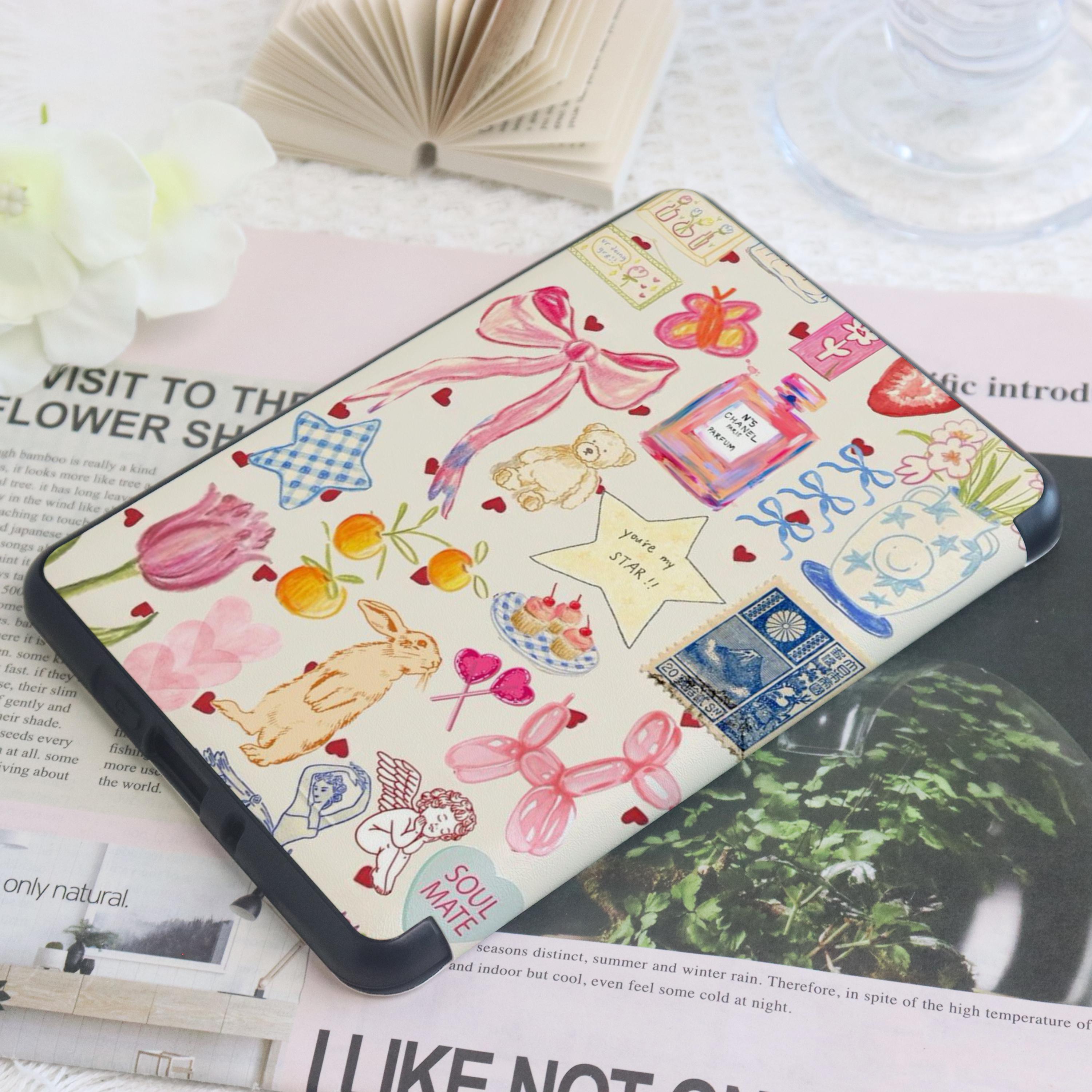 Cute Illustrations Kindle Case With Hand Strap Custom For Paperwhite 1/2/3/4,Kindle 2022,Kindle case,Colorsoft Cover,kindle 10th 11th Gen