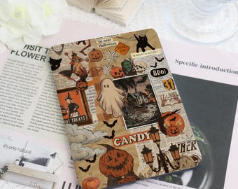 Spooky Ghost Cat Kindle & Kobo Case with Hand Strap, E-Reader Cover for 2024 New Kindle Paperwhite 12th Kindle Kobo Clara Case Bookish Gift
