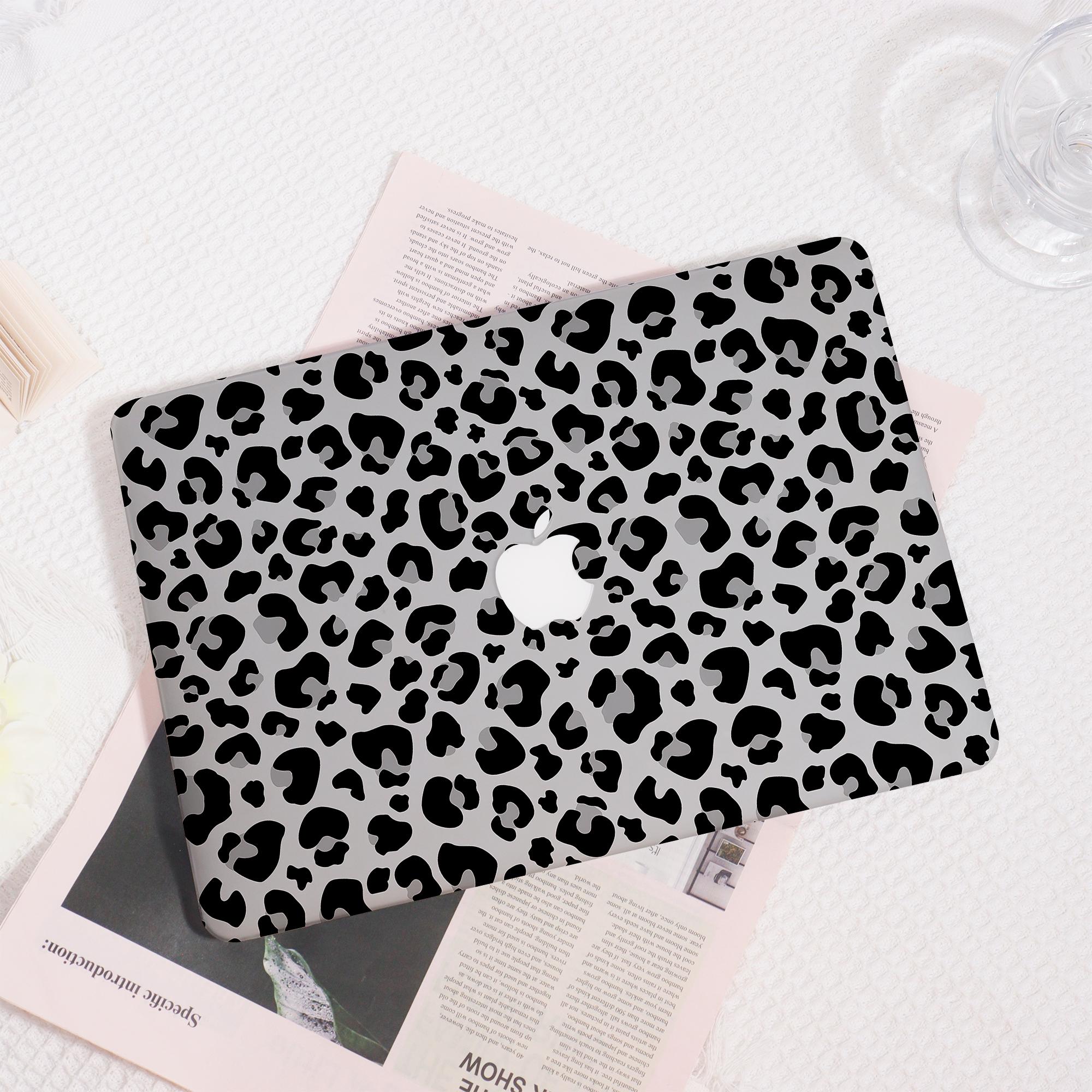 Black White Leopard Print MacBook Case, Protective Hard Shell